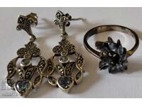 Foarte frumos set de cercei și inele din argint