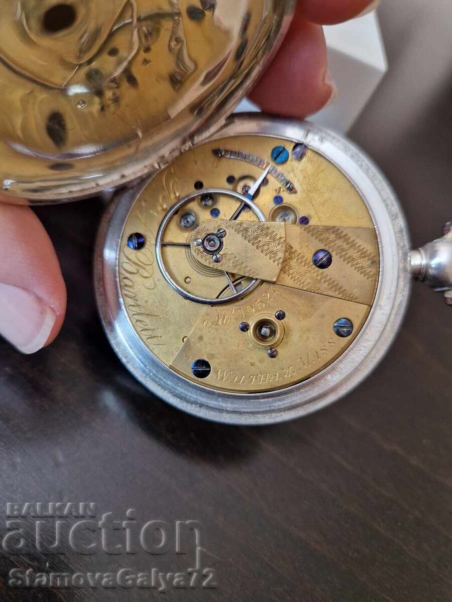 Рядък американски сребърен джобен часовник Appleton Tracy & - 6