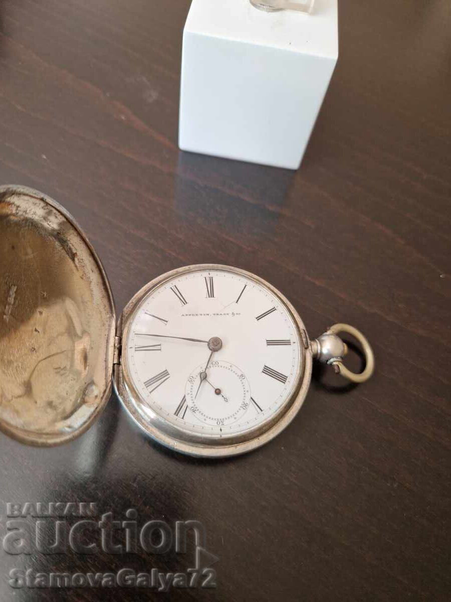 Рядък американски сребърен джобен часовник Appleton Tracy &