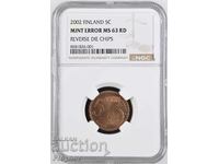 5C - 2002 Finland Mint Error