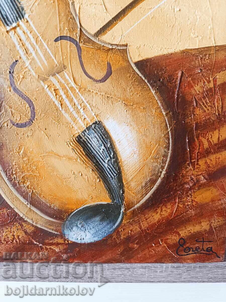 Licitație Tablou original/MUZICĂ/55/46/semnătură/tehnica artistului