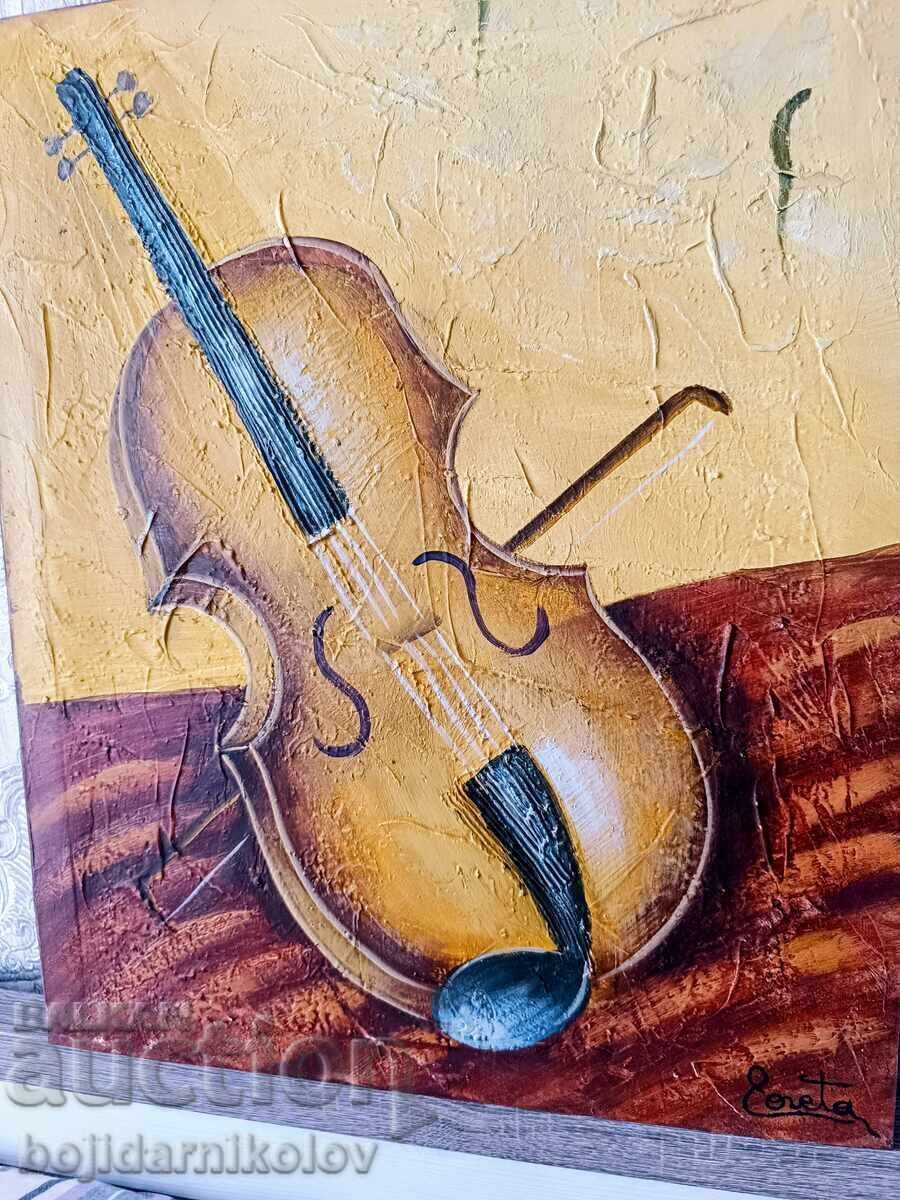 Tablou original/MUZICĂ/55/46/semnătură/tehnica artistului