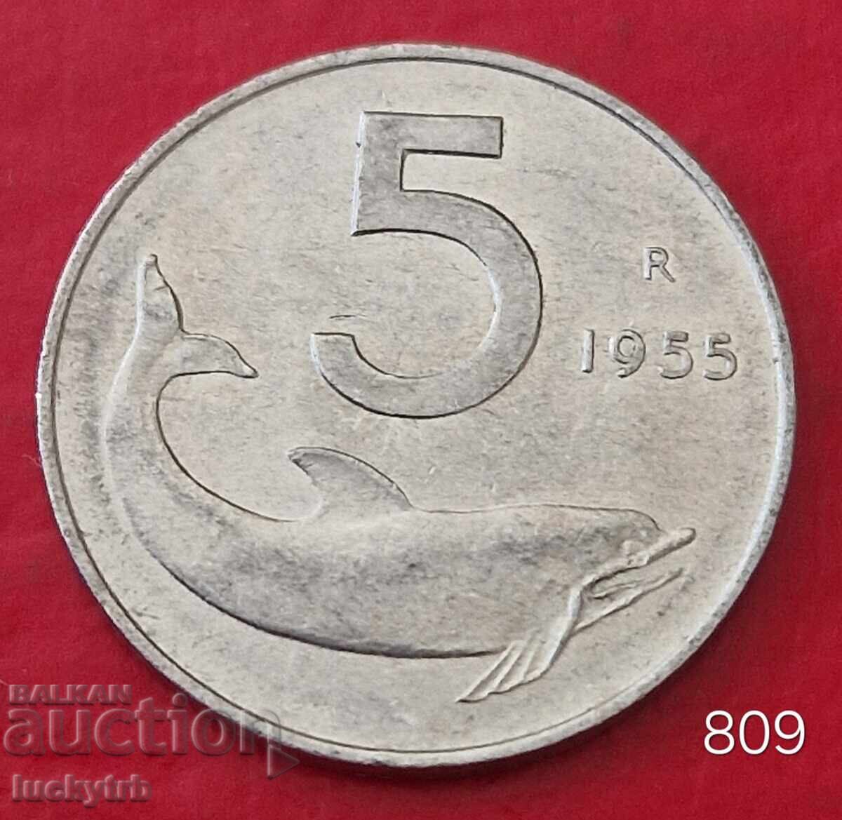 5 Lire 1955 - Italy
