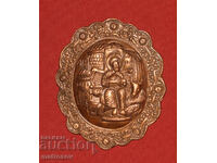 Basorelief din cupru, aplicație cu tematică religioasă