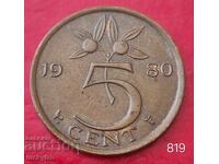 5 cenți 1980 - Țările de Jos