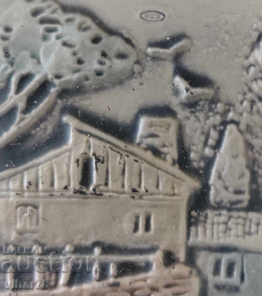 Auction  Small picture with a silver plaque