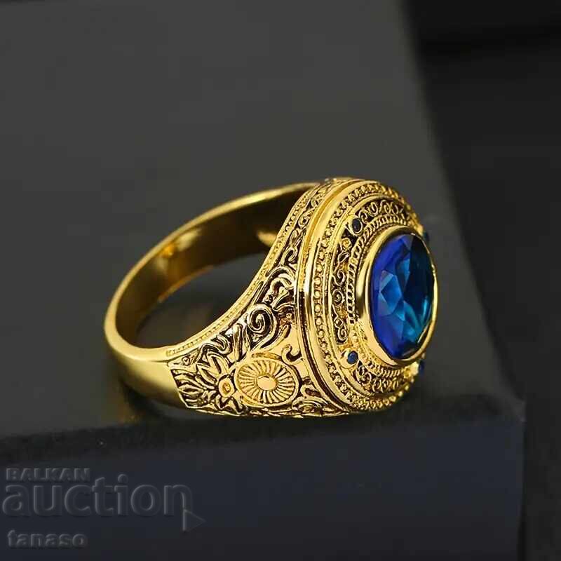 Gold-colored ring with sapphire with price 25.00 BGN | € 12.78