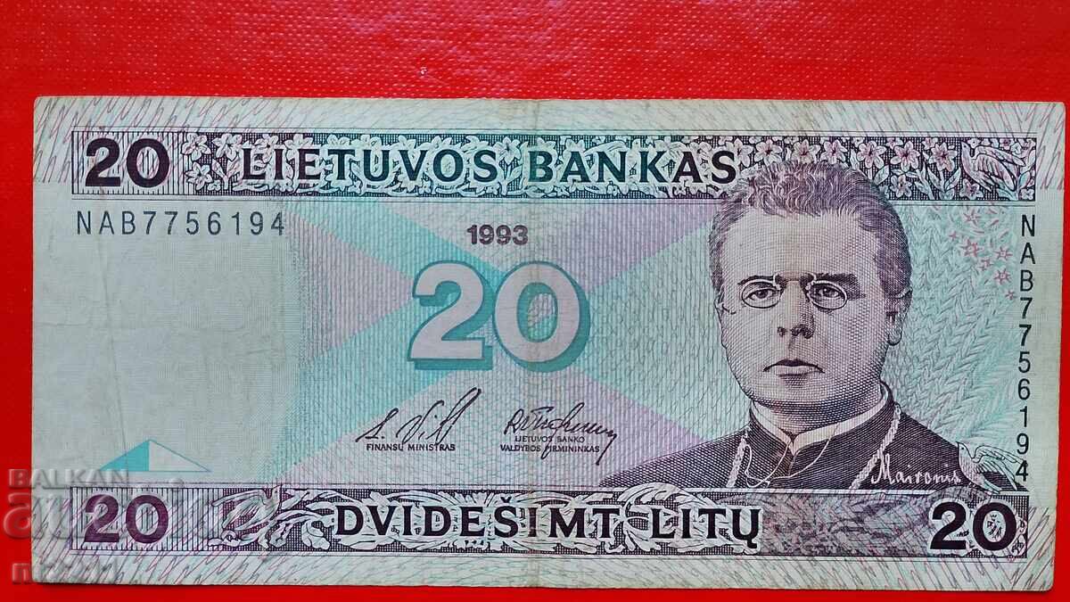 20 litas Lithuania 1993