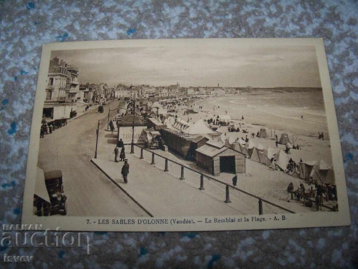 Auction  Old French postcard from the Les Sables-d'Olonne resort, 1927