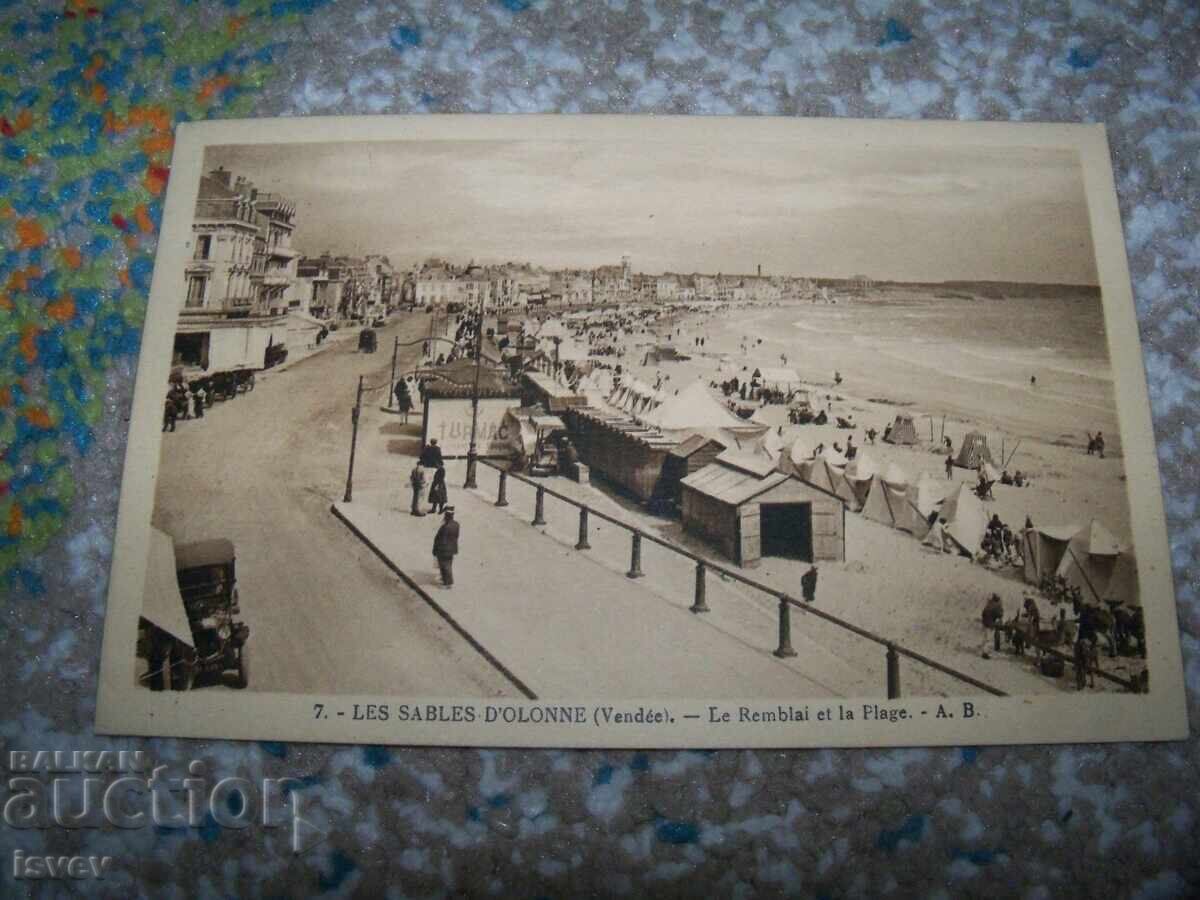 Old French postcard from the Les Sables-d'Olonne resort, 1927