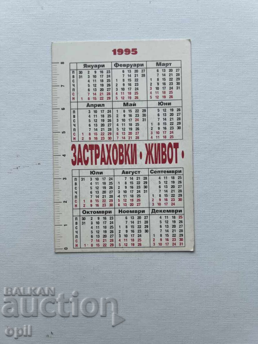 Календарче  ДЗИ  1995 с цена 0.80 лв. | € 0.41