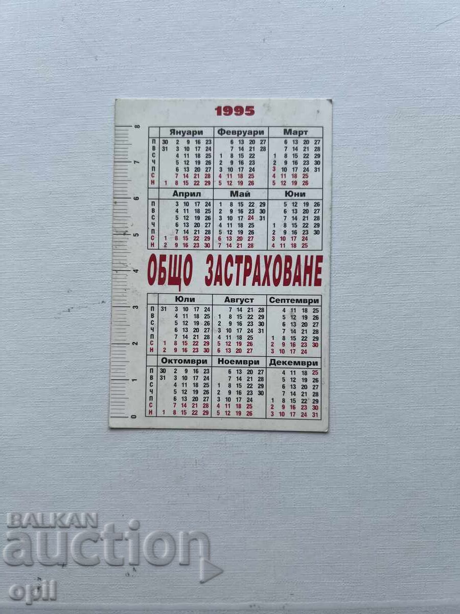 Календарче  ДЗИ  1995 с цена 0.80 лв. | € 0.41