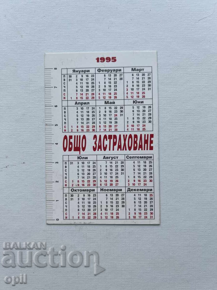 Календарче  ДЗИ  1995 с цена 0.80 лв. | € 0.41