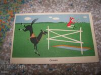 Veche carte poștală sportivă umoristică socialistă echitație