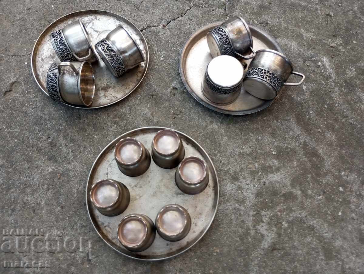 Silver-plated sets of trays and cups with price 60.00 BGN | € 30.68