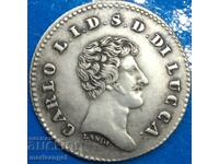 Lucca 10 Soldi 1833 Ιταλία Carlo Lodovico di Borbon 2,34g Ag