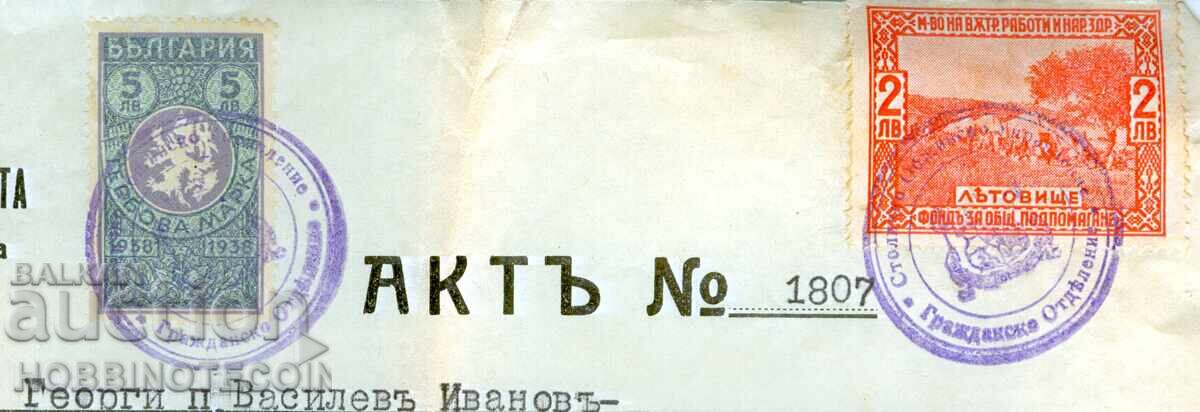 Coat of Arms Stamps ACT for DEATH 1807 1935 5 Lv 1938 SUPPORT with price 9.99 BGN | € 5.11