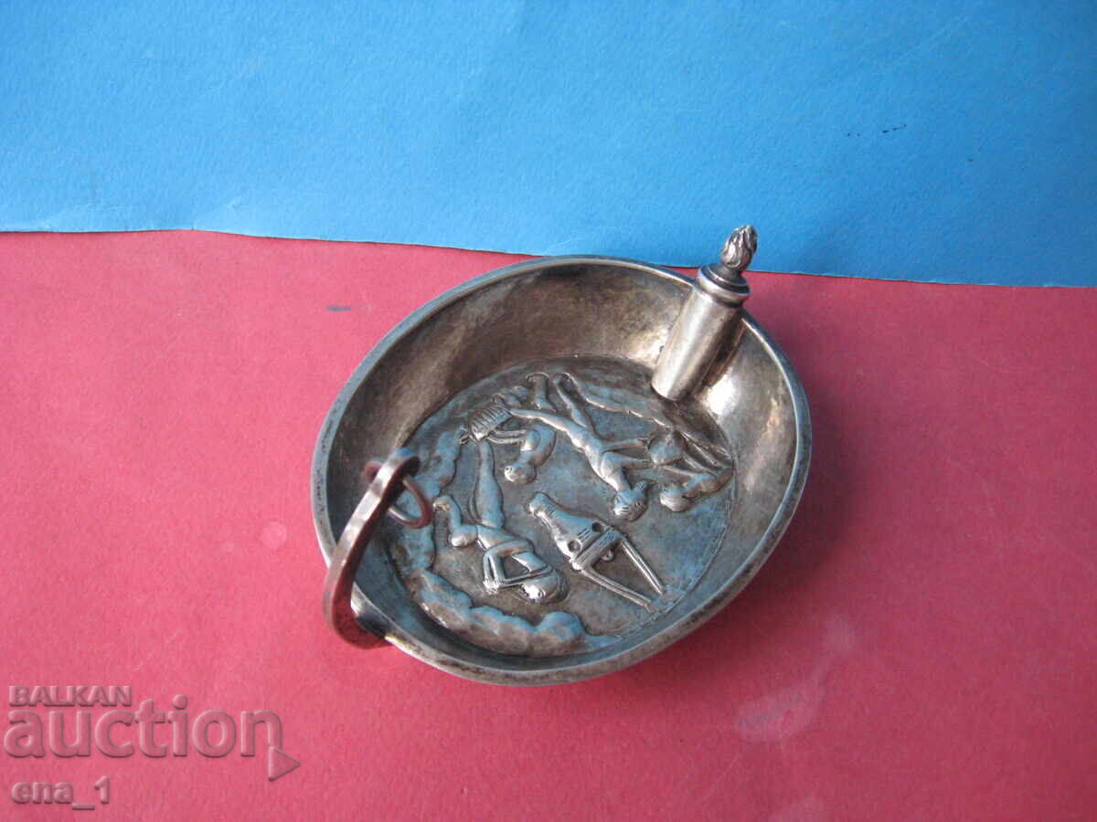 Аукцион Сребърно гръцко копие на антична миньорска лампа, 900/1000