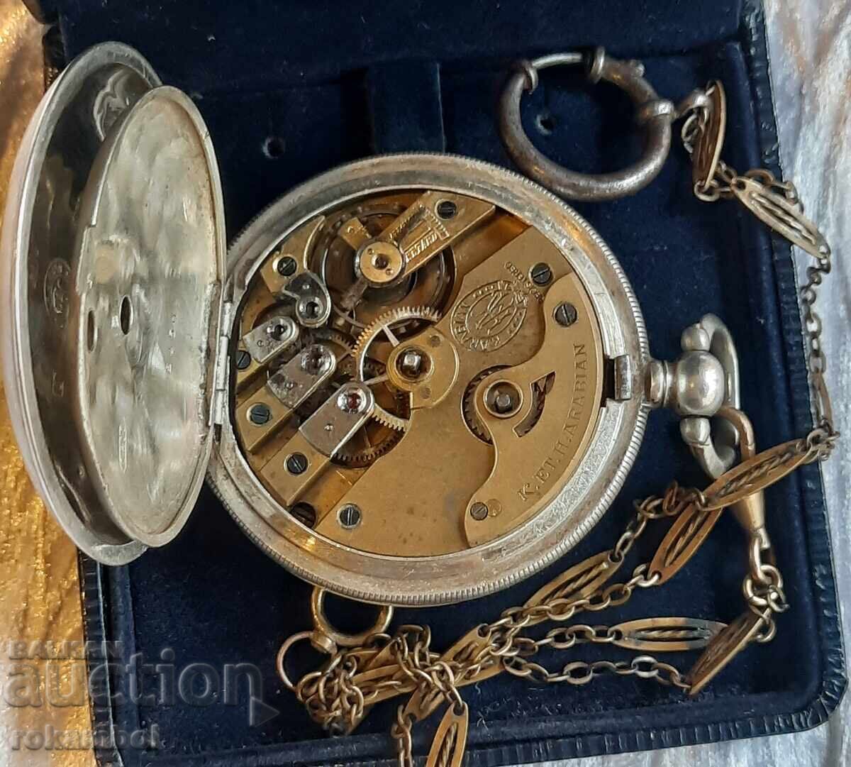 Παλαιό ασημένιο οθωμανικό ρολόι τσέπης με κούμπωμα και κλειδί με τιμή 1300.00 BGN | € 664.68 Παλαιό ασημένιο οθωμανικό ρολόι τσέπης με κούμπωμα και κλειδί με τιμή 1300.00 BGN | € 664.68