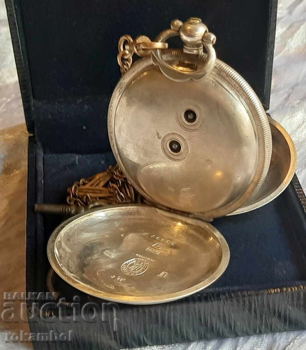 Ceas de buzunar otoman vechi din argint cu cheiță și cheie - 5