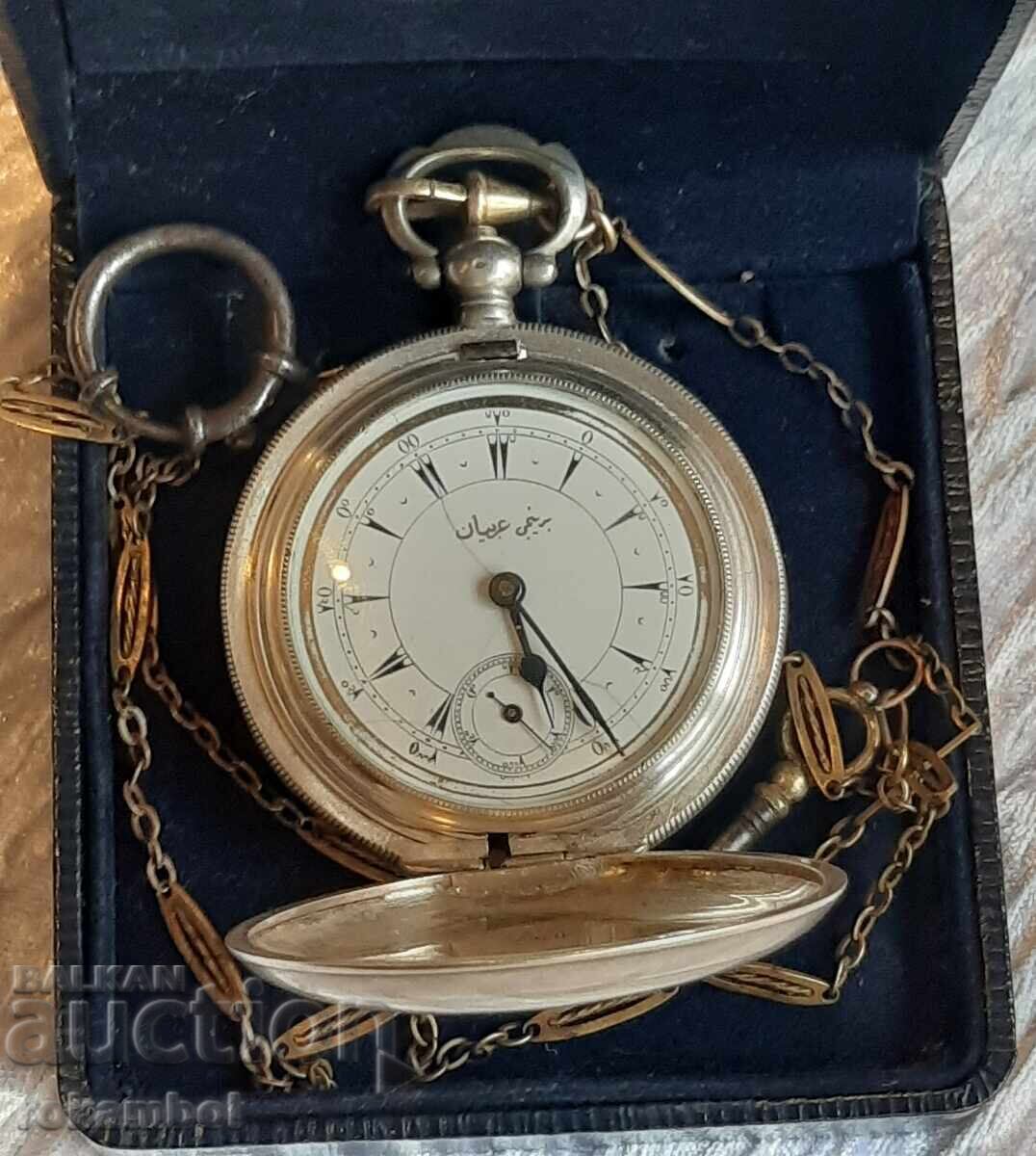 Παλαιό ασημένιο οθωμανικό ρολόι τσέπης με κούμπωμα και κλειδί - 7 Παλαιό ασημένιο οθωμανικό ρολόι τσέπης με κούμπωμα και κλειδί - 7