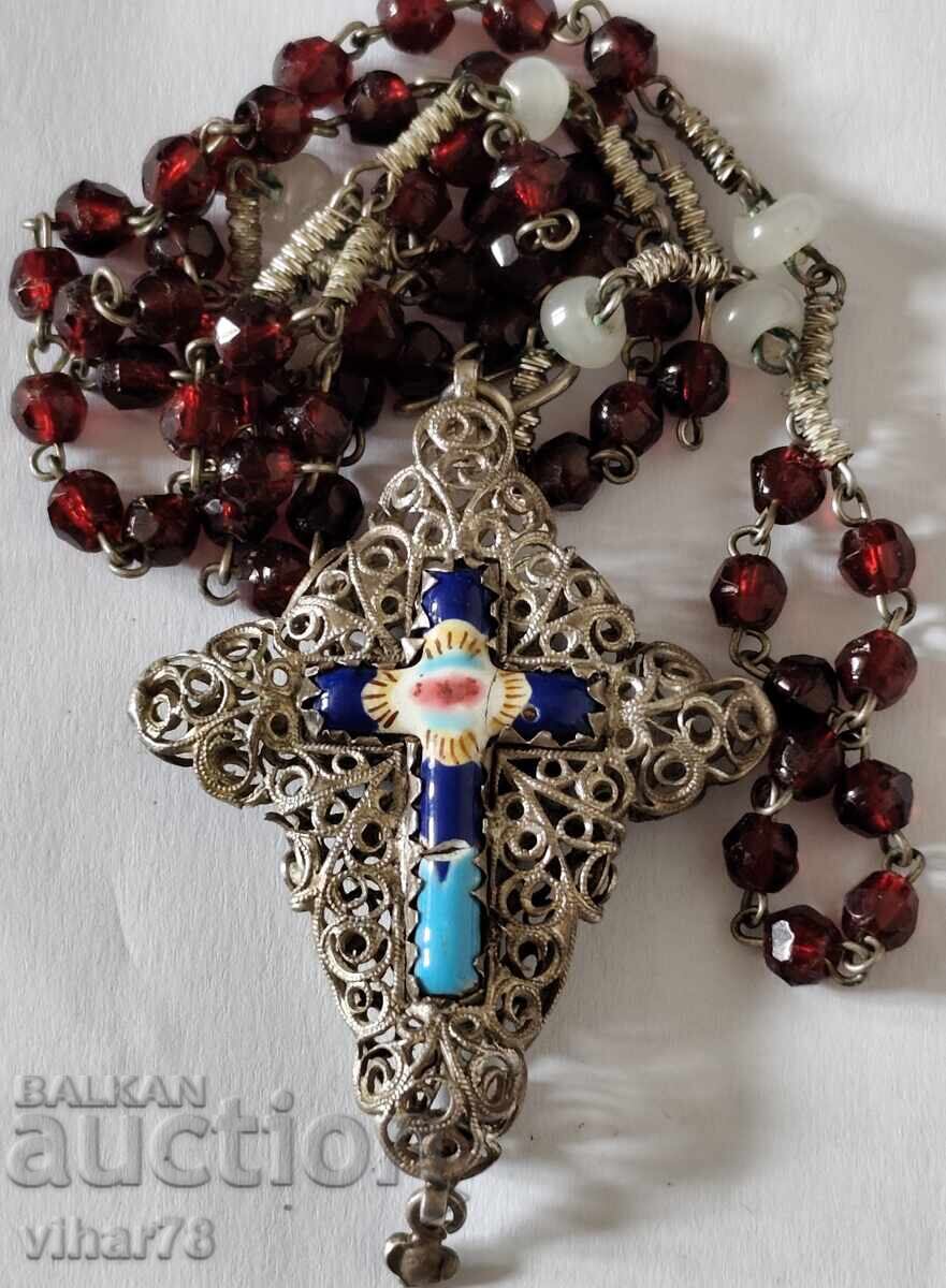 Old rosary with garnet stones and a double-sided cross with price 259.99 BGN | € 132.93