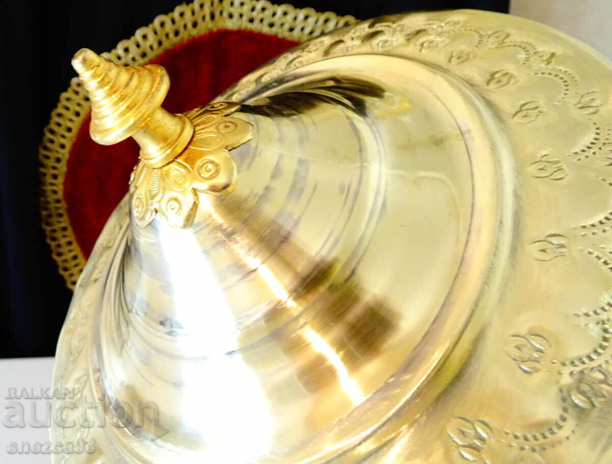 Μαροκινό μπρούτζινο σκεύος με καπάκι για σερβίρισμα γλυκών, καραμελών - 6