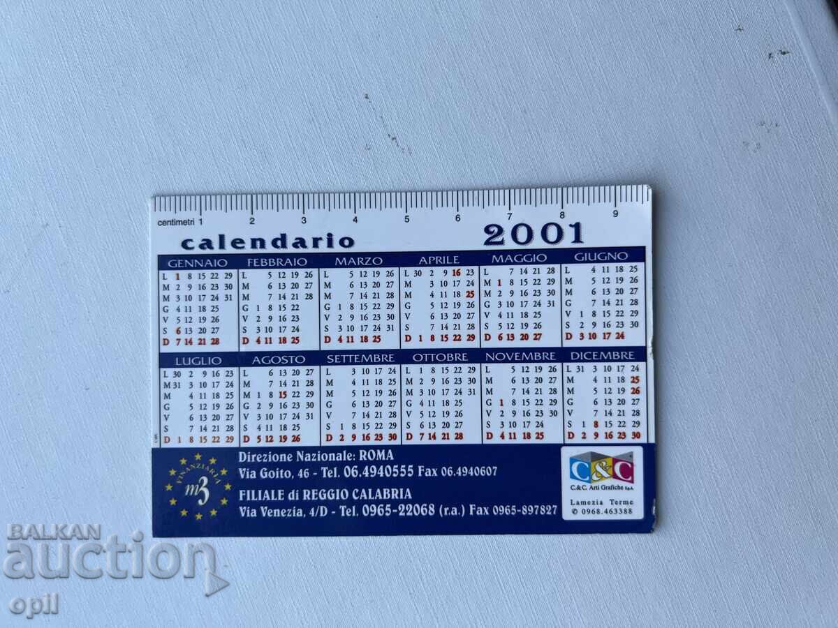 Календарче Италия 2001 с цена 1.00 лв. | € 0.51 Календарче Италия 2001 с цена 1.00 лв. | € 0.51