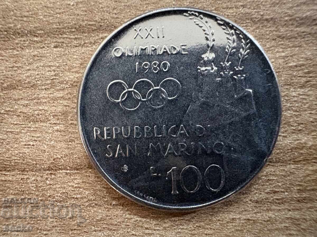 San Marino - 100 lire (1980) - XXII Jocuri Olimpice de Vară