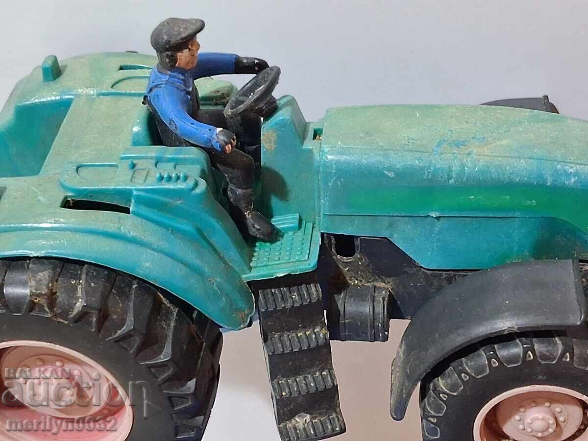 Auction  Children's tin toy tractor with trailer 70s NRB