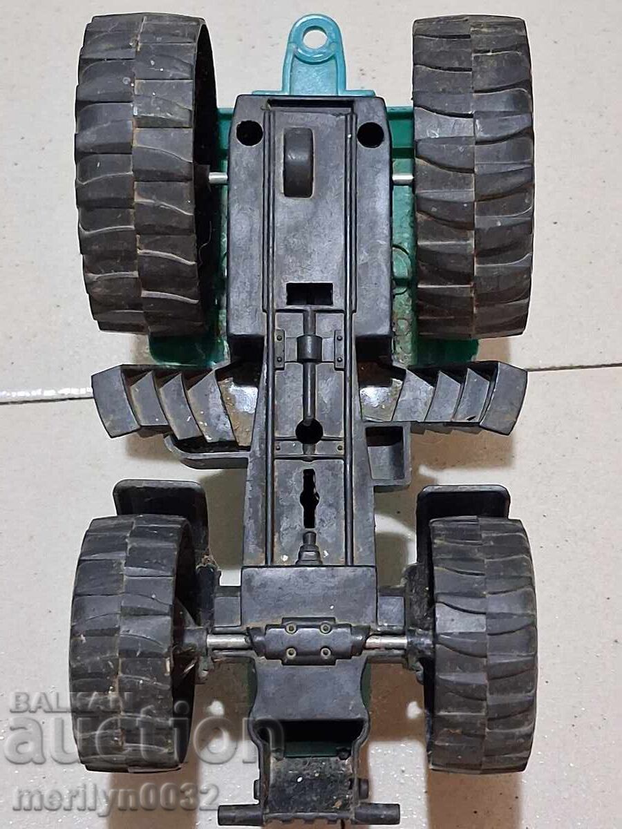 Children's tin toy tractor with trailer 70s NRB - 5