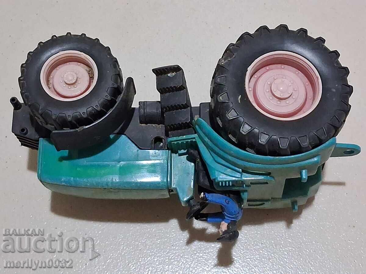 Children's tin toy tractor with trailer 70s NRB - 7