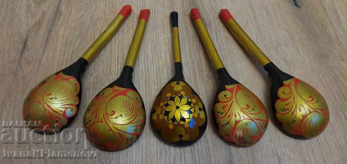 Delivery of Souvenirs Wooden Khokhloma Russia for Connoisseurs 5 pieces