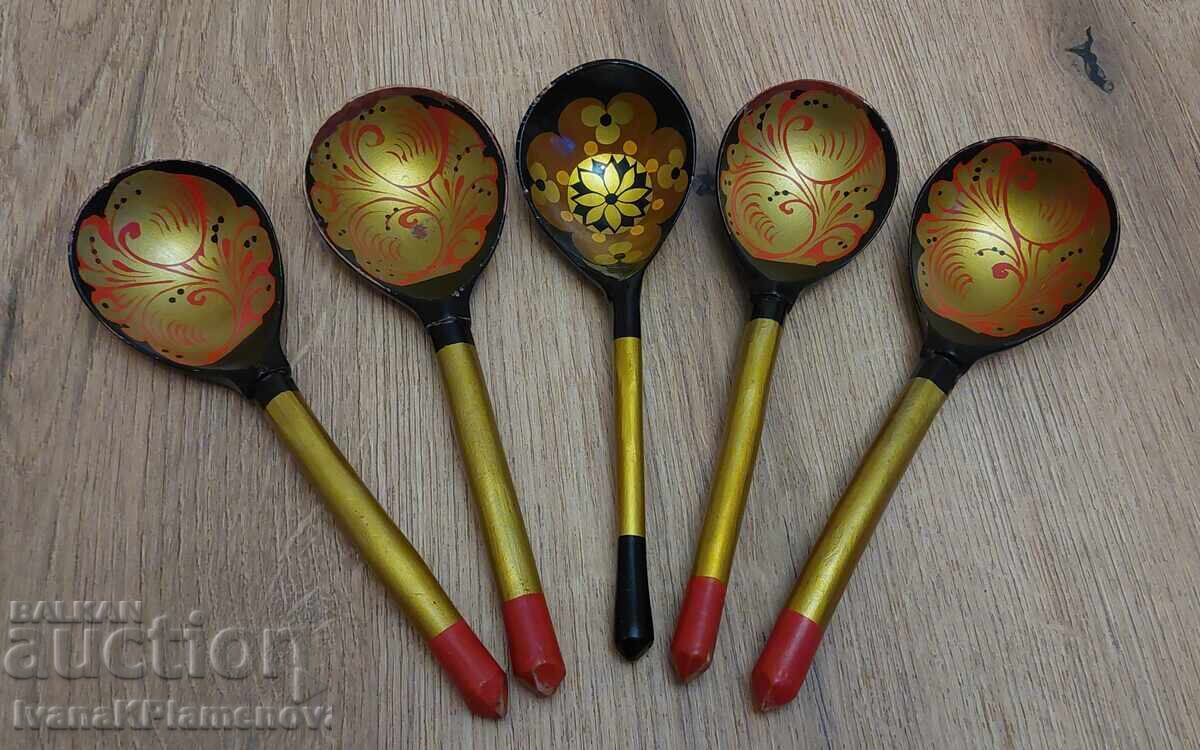 Souvenirs Wooden Khokhloma Russia for Connoisseurs 5 pieces