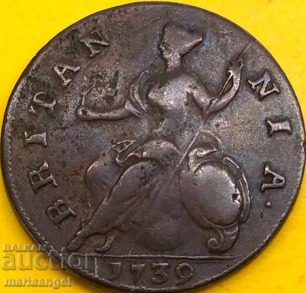 Livrarea Moneda colonială SUA de 1/2 penny 1739 Marea Britanie 9,99 g Livrarea Moneda colonială SUA de 1/2 penny 1739 Marea Britanie 9,99 g