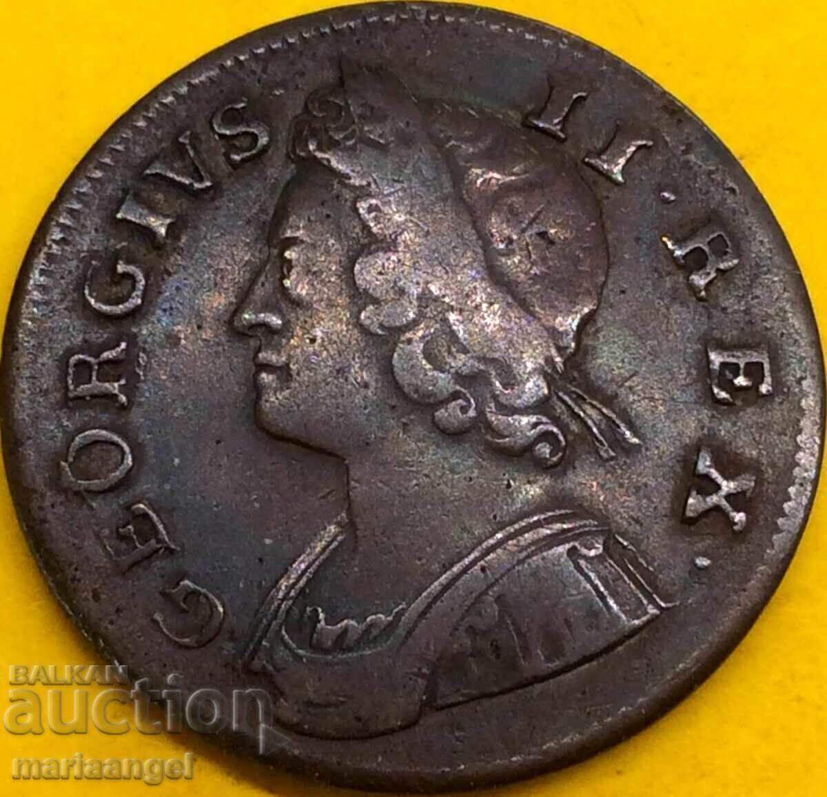 Moneda colonială SUA de 1/2 penny 1739 Marea Britanie 9,99 g - 5 Moneda colonială SUA de 1/2 penny 1739 Marea Britanie 9,99 g - 5