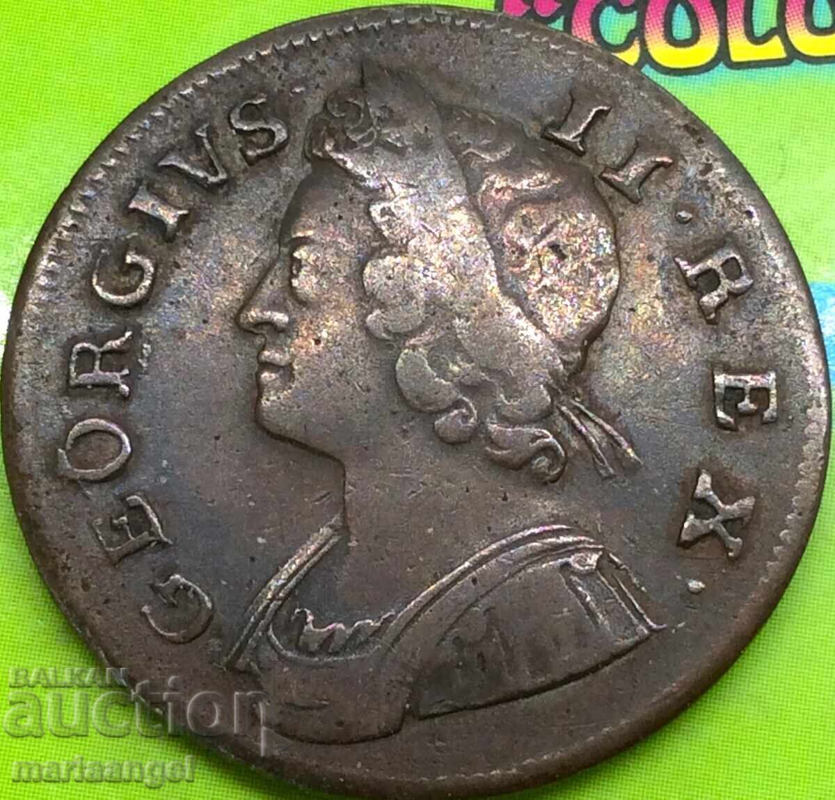 Moneda colonială SUA de 1/2 penny 1739 Marea Britanie 9,99 g - 7 Moneda colonială SUA de 1/2 penny 1739 Marea Britanie 9,99 g - 7