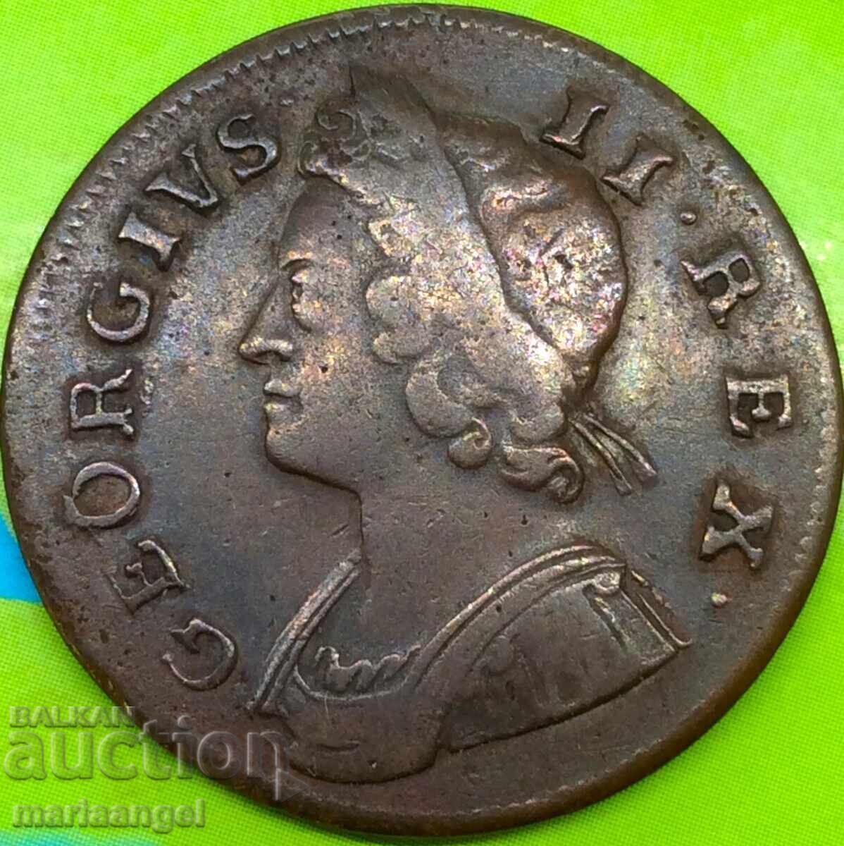 Moneda colonială SUA de 1/2 penny 1739 Marea Britanie 9,99 g Moneda colonială SUA de 1/2 penny 1739 Marea Britanie 9,99 g