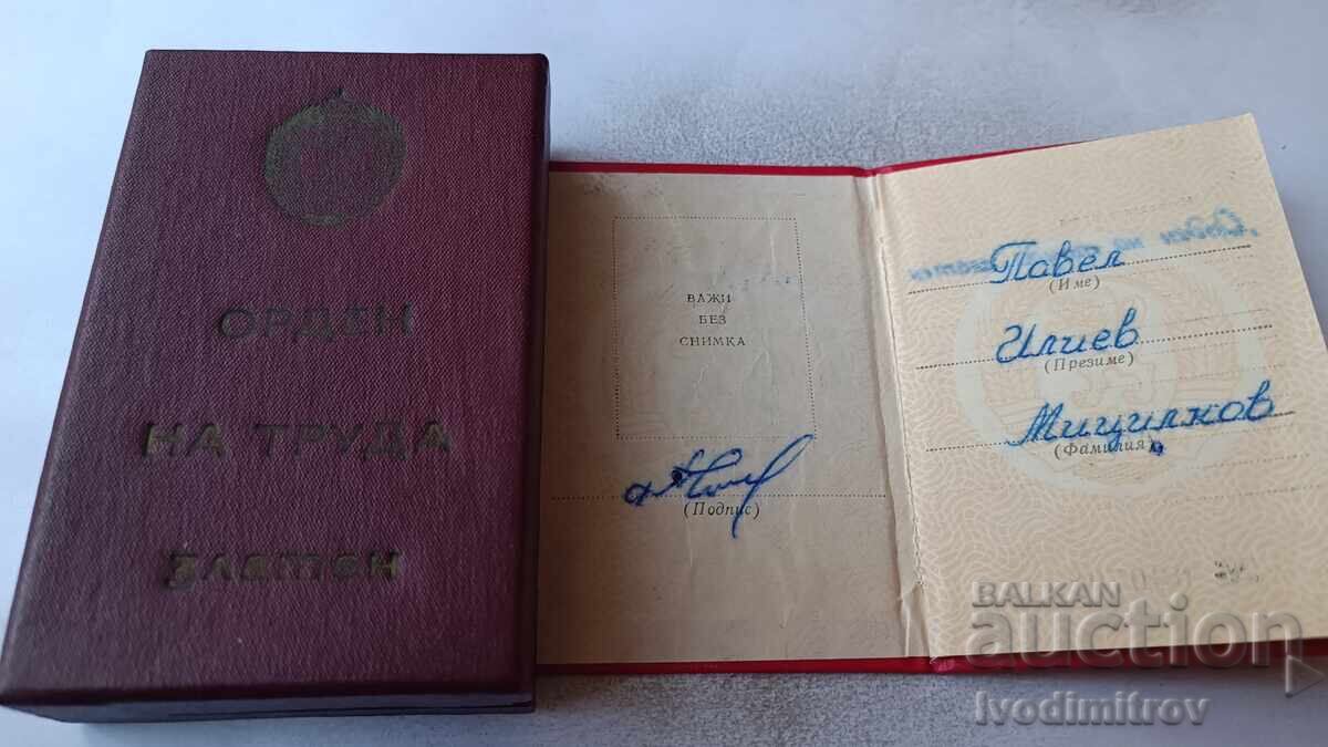 Delivery of Golden Order of Labor with Certificate