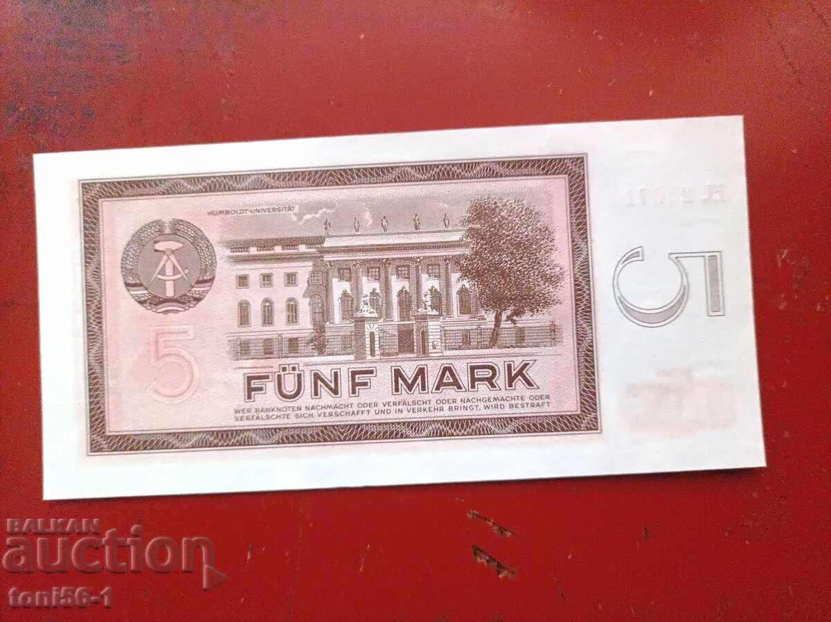 Germany, GDR 5 Mark 1964 UNC with price 38.00 BGN | € 19.43