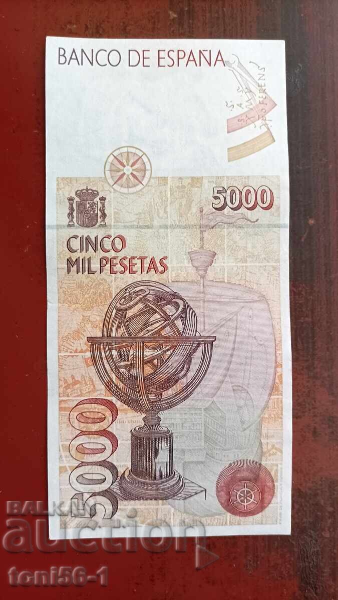 Spania 5000 pesetas 1992 cu preț 40.00 BGN | € 20.45 Spania 5000 pesetas 1992 cu preț 40.00 BGN | € 20.45