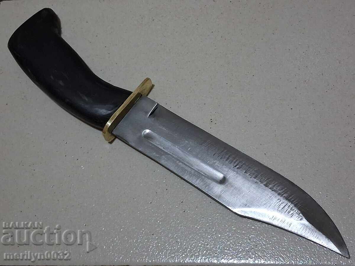 Hunting knife in a sheath with a buffalo horn handle - 5 Hunting knife in a sheath with a buffalo horn handle - 5
