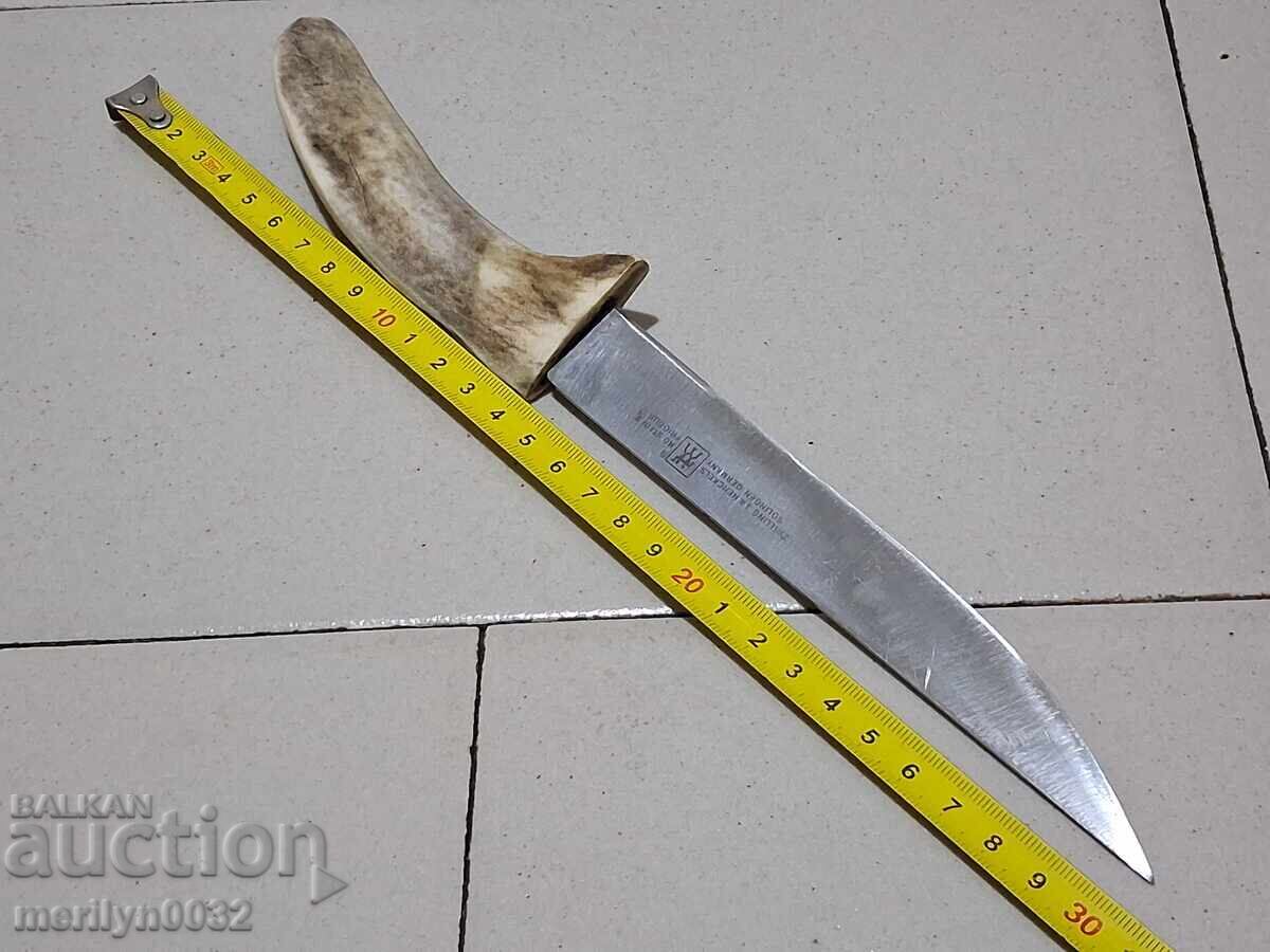 Cuțit de vânătoare în teacă cu mâner din corn de cerb - 6