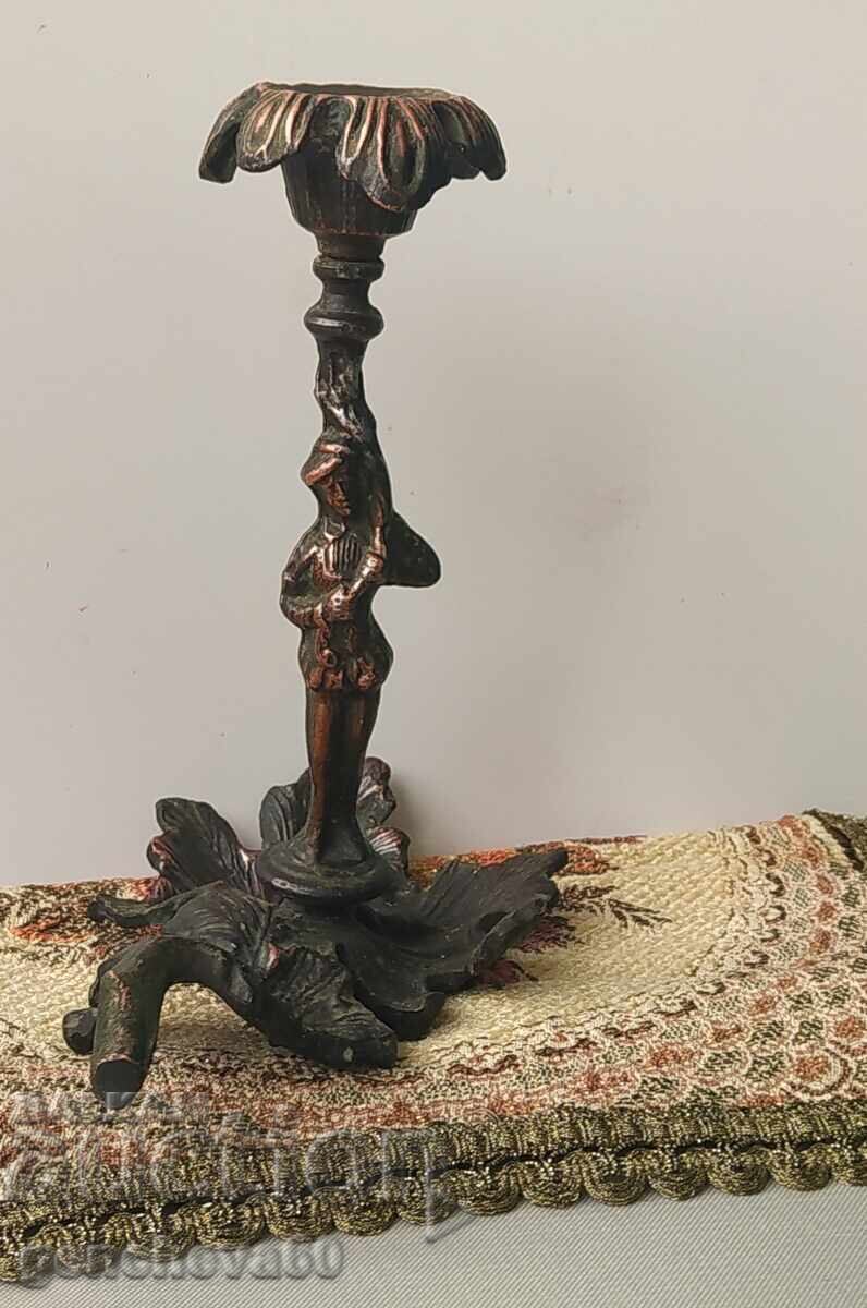 Auction Vintage boy pageboy candlestick with tulip, leaf / USSR Auction Vintage boy pageboy candlestick with tulip, leaf / USSR