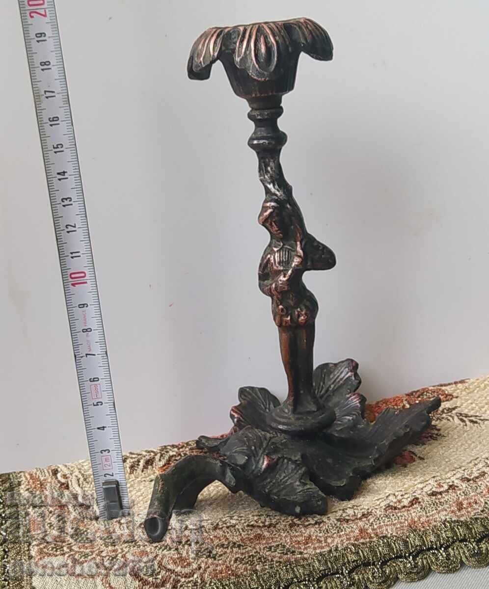 Vintage boy pageboy candlestick with tulip, leaf / USSR Vintage boy pageboy candlestick with tulip, leaf / USSR