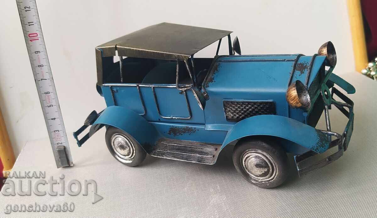 Mașină metalică retro albastră - 7