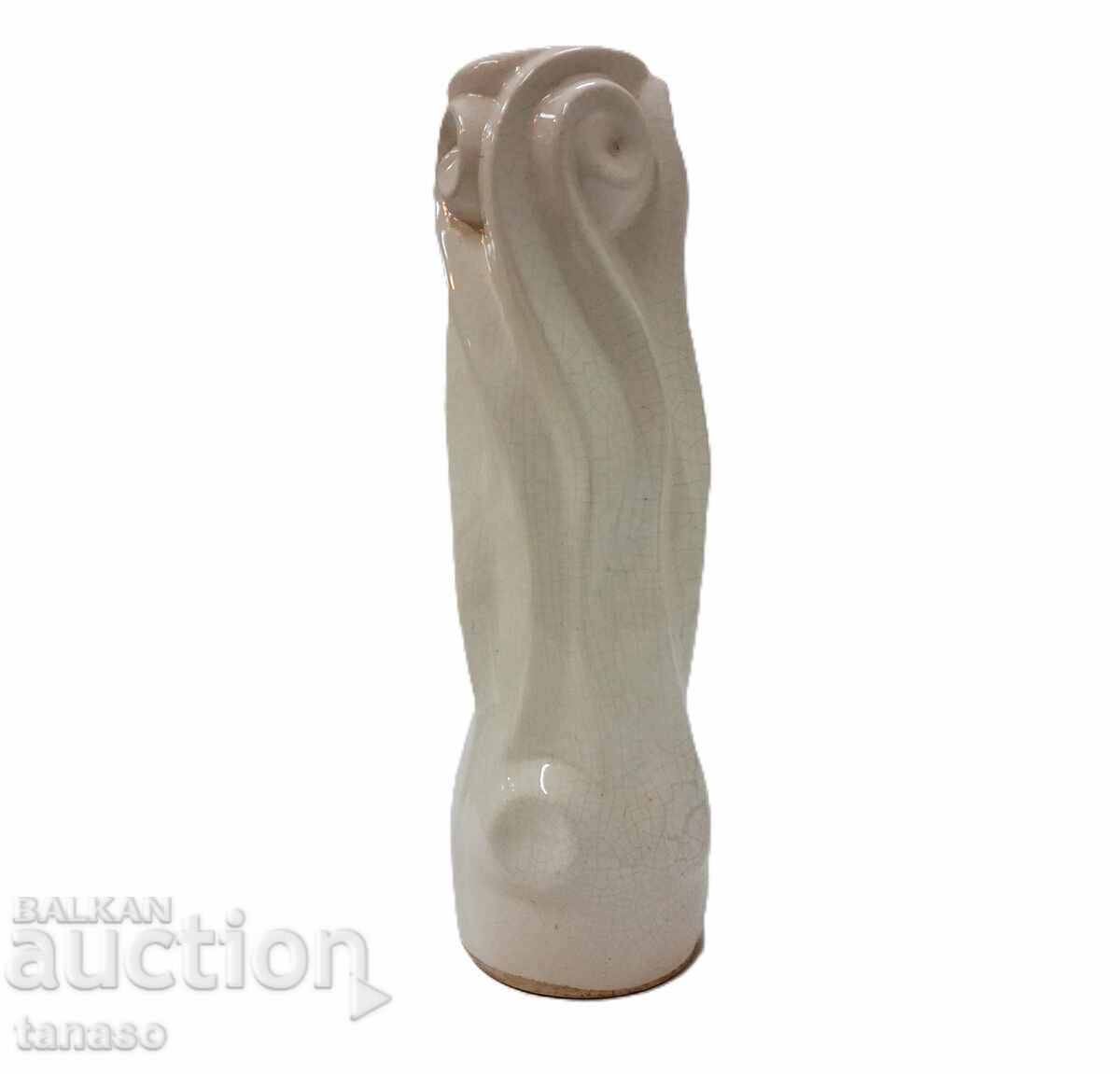 Бяла керамична ваза с напукана ледена глазура(8.1) с цена 55.00 лв. | € 28.12