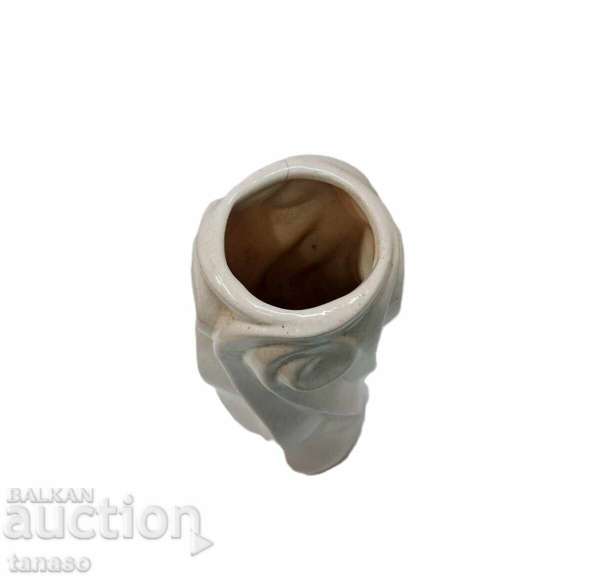 Λευκό κεραμικό βάζο με ραγισμένο παγωμένο γλάσο (8.1) - 5