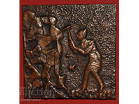 Vechi placă de cupru scenă pastorală miner