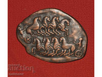 Sculptură din bronz basorelief Car de luptă trac